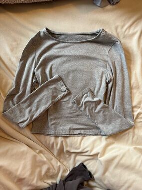 Women's Long-Sleeve Boatneck Top - Gray